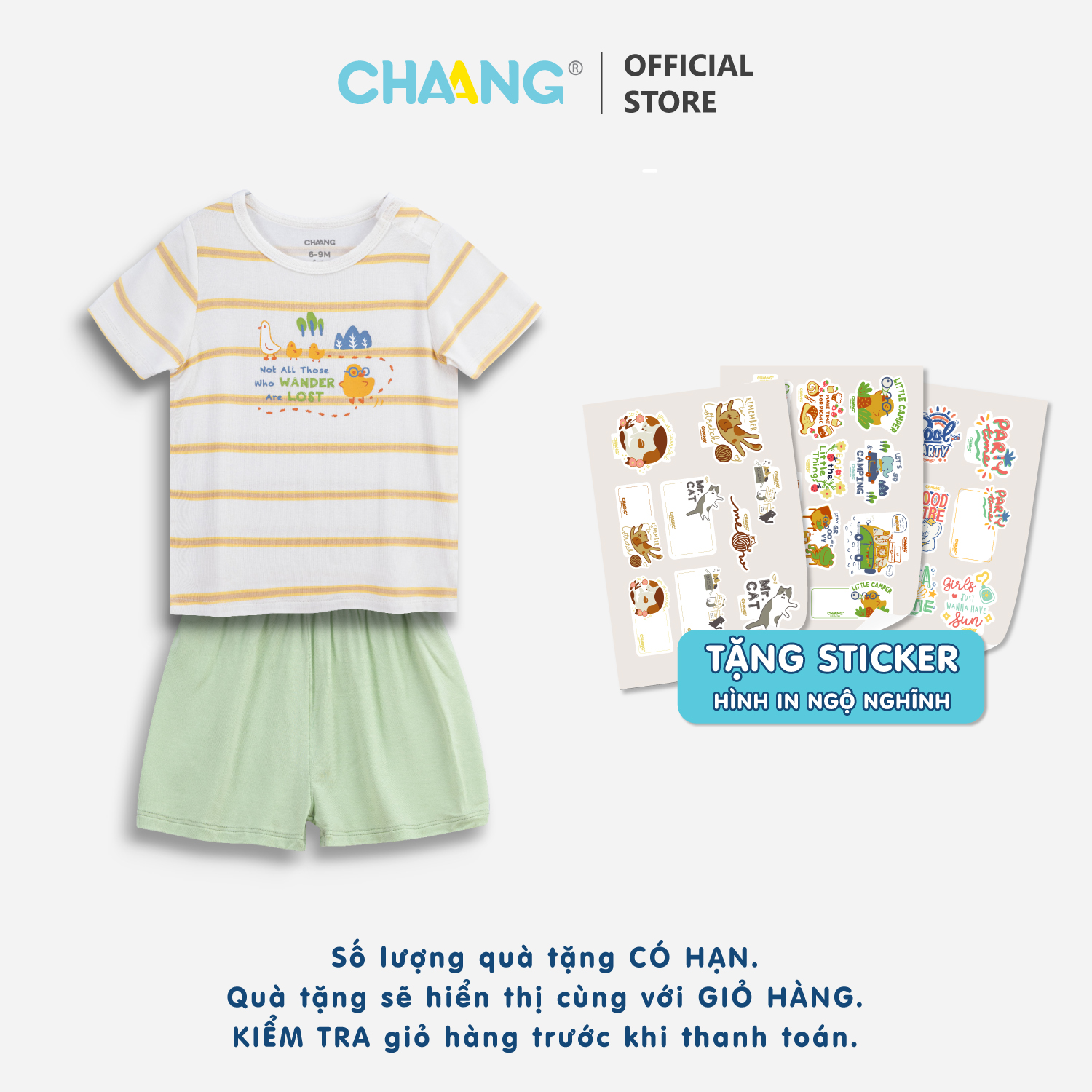 [CHAANG] Bộ quần áo cộc cúc vai Spring Chaang