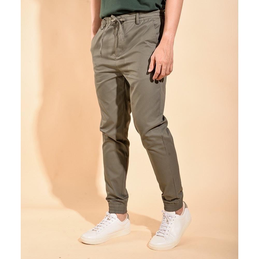 ROUTINE Quần jogger kaki nam co giãn 10F19PJO008 Castor gray