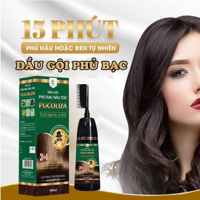 Dầu gội nhuộm tóc bạc, Nâu thảo dược PUCOLIZA/HAMIKO