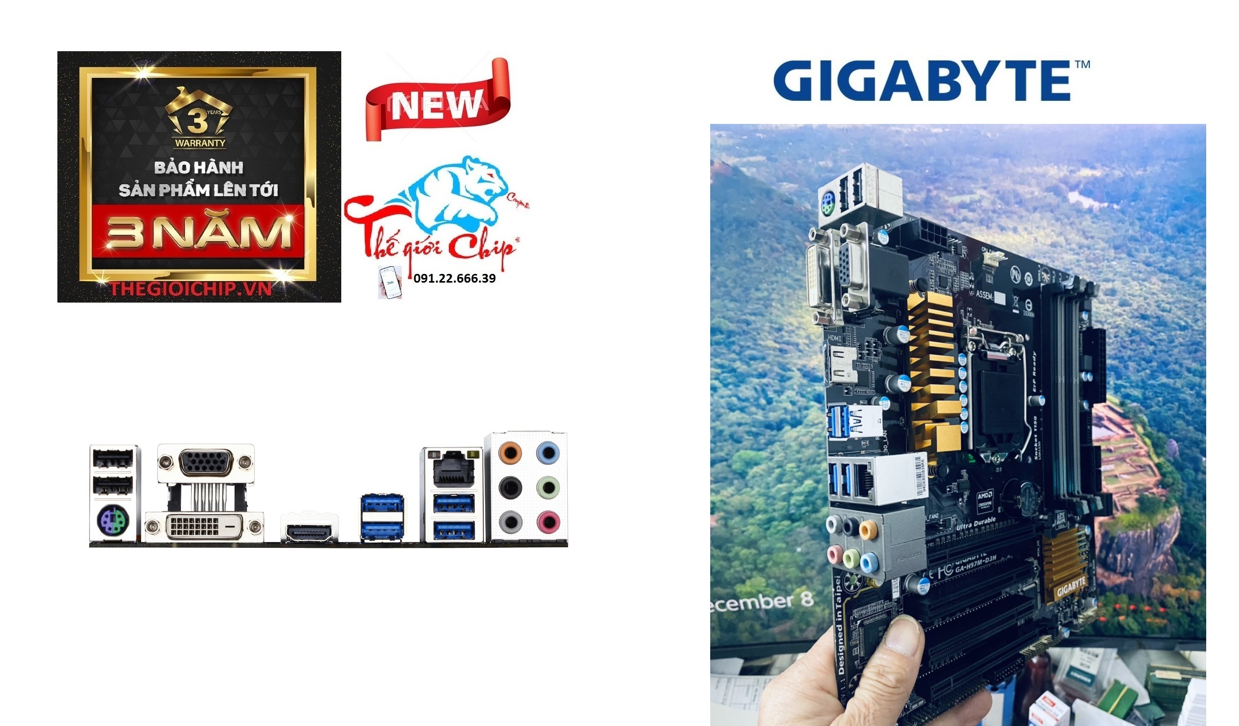 [HCM]Bo Mạch Chủ (Mainboard) Gigabyte GA-H97M-D3H (CTY Box-3 Năm)