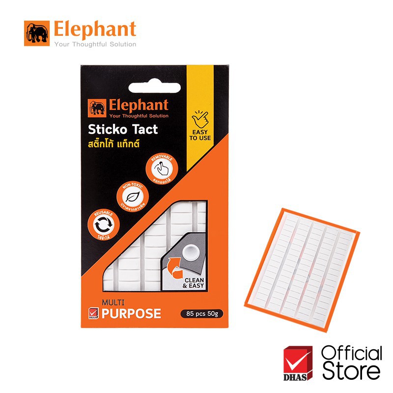 Vỉ Keo dán dạng đất sét nặn Sticko Tack Elephant 50G siêu dính