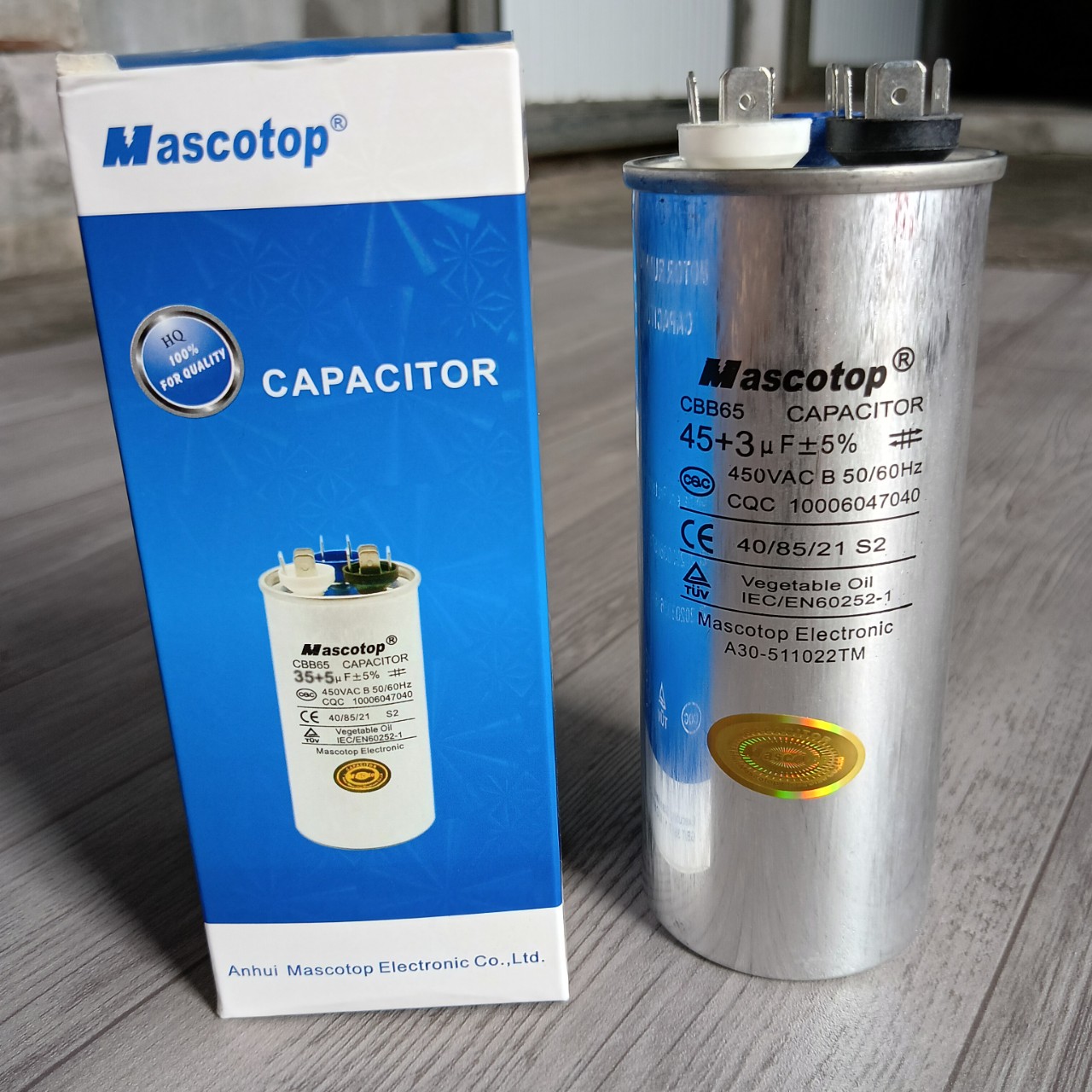 Tụ điều hòa - Tụ máy lạnh của Mascotop 2 chân và 3 chân