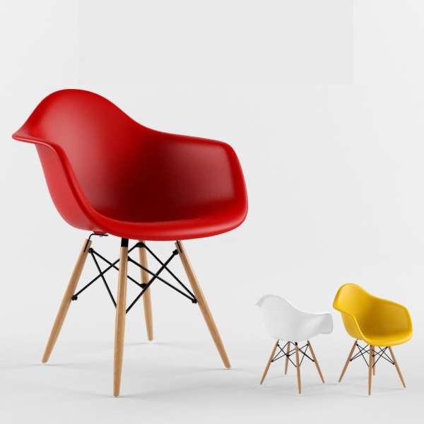 Kachi – COMBO 4 Ghế nhựa Eames chân gỗ FP-218 (E14) màu đỏ