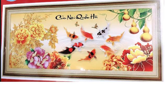 Tranh thêu chữ thập 9 con cá DLH-222997-Bảo Ngọc