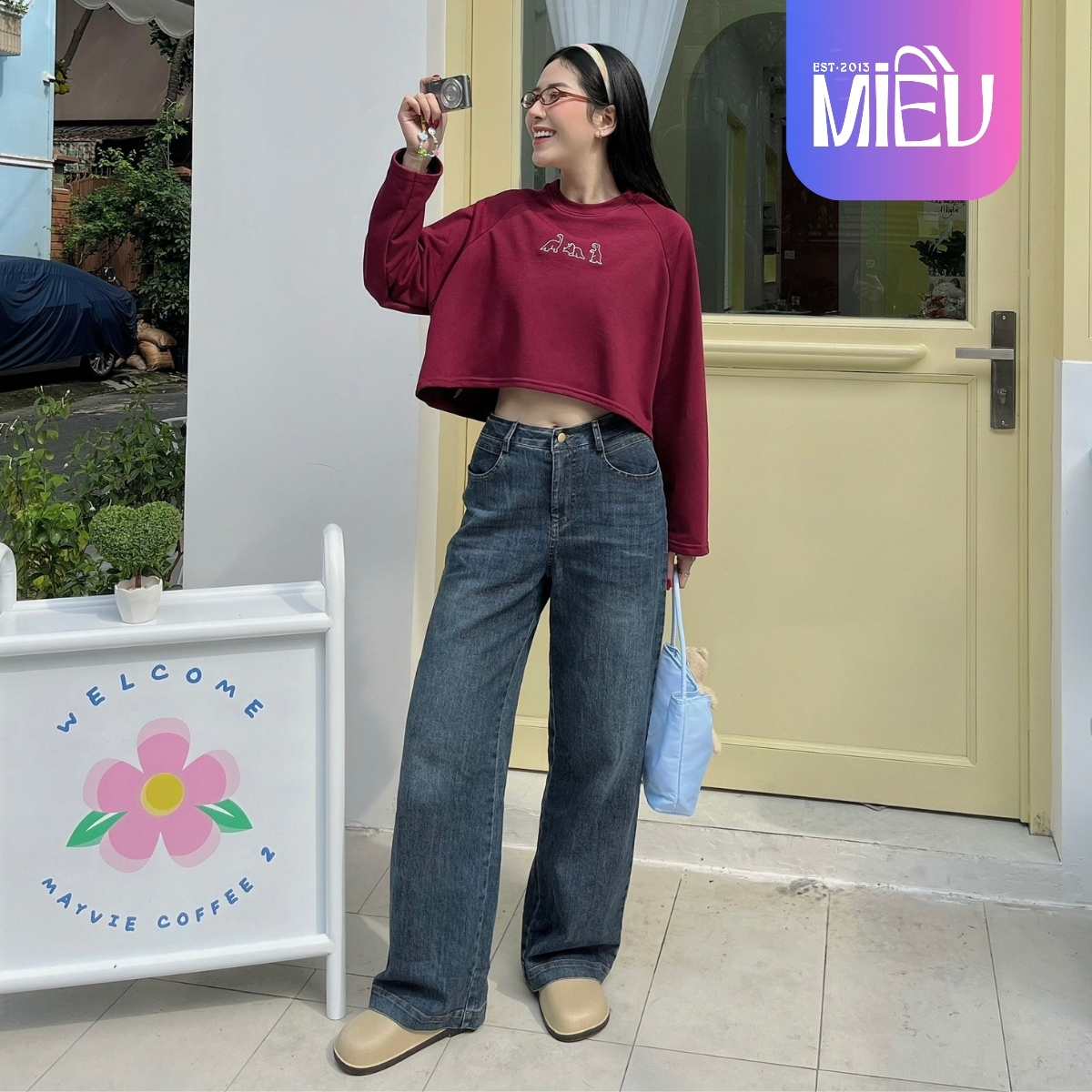 Quần dài jeans ống rộng Juno Miều Est.2013