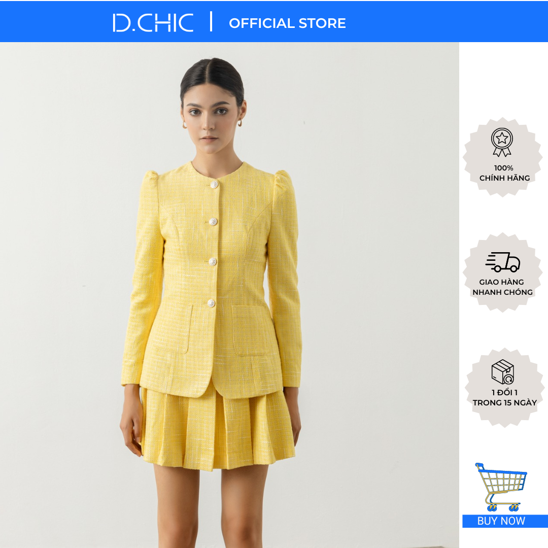 Chân váy ngắn cạp lớn xếp ly D.CHIC MS: 381606