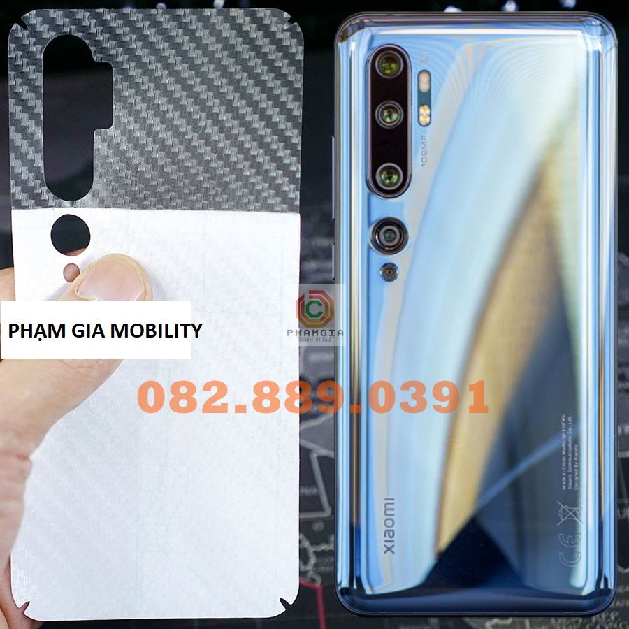 Miếng dán mặt lưng skin carbon Xiaomi Mi Note 10/Note 10 Pro/Note 10 Lite
