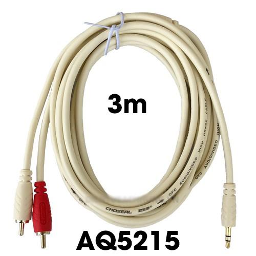Dây loa 1 đầu 3.5 ra 2 AV loại xịn chống nhiễu CHOSEAL AQ5215 dài 3m