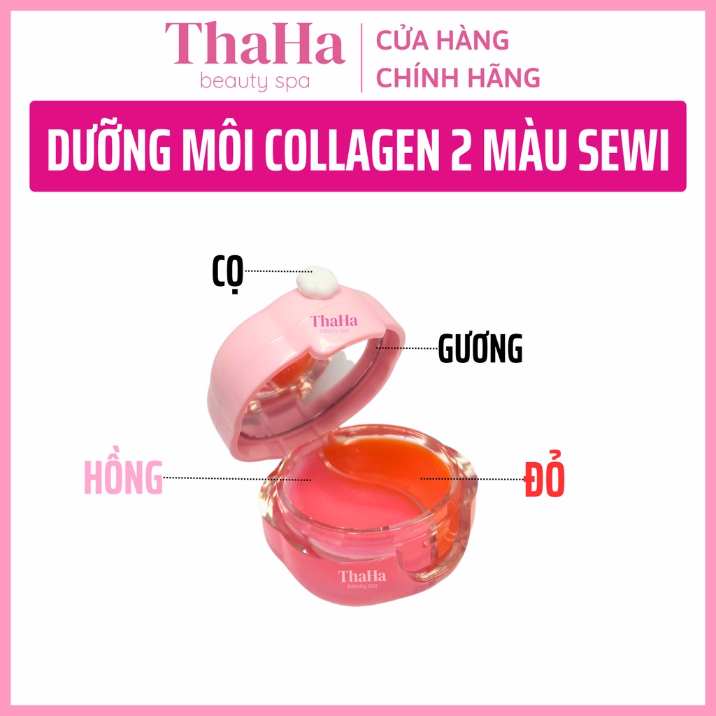 Dưỡng môi collagen 2 màu SEWI có gương soi và cọ, kích màu môi sau phun xăm, dưỡng môi loang, môi khô