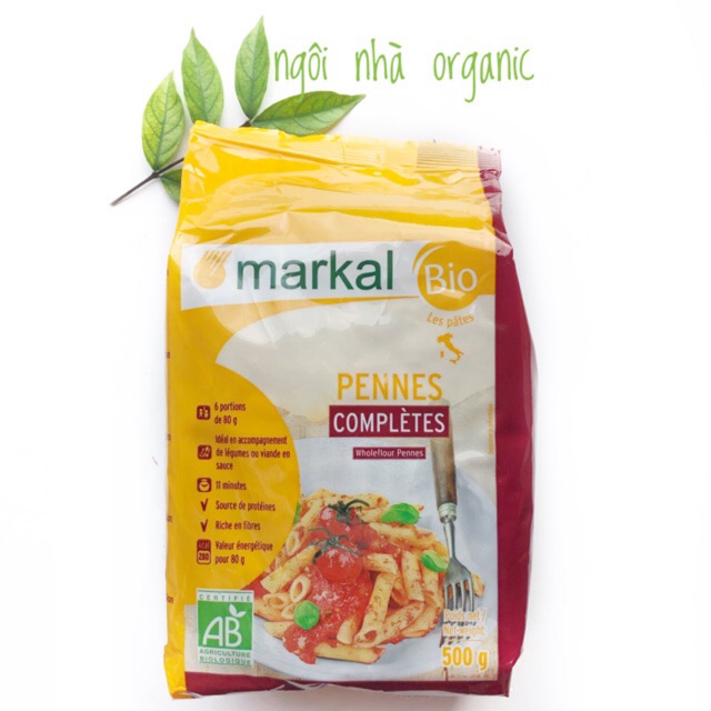 Nui ống penne lứt hữu cơ Markal 500g