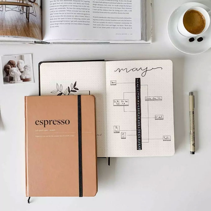 Quà Valentine -  Sổ tay Crabit ruột chấm Dot grid - Espresso
