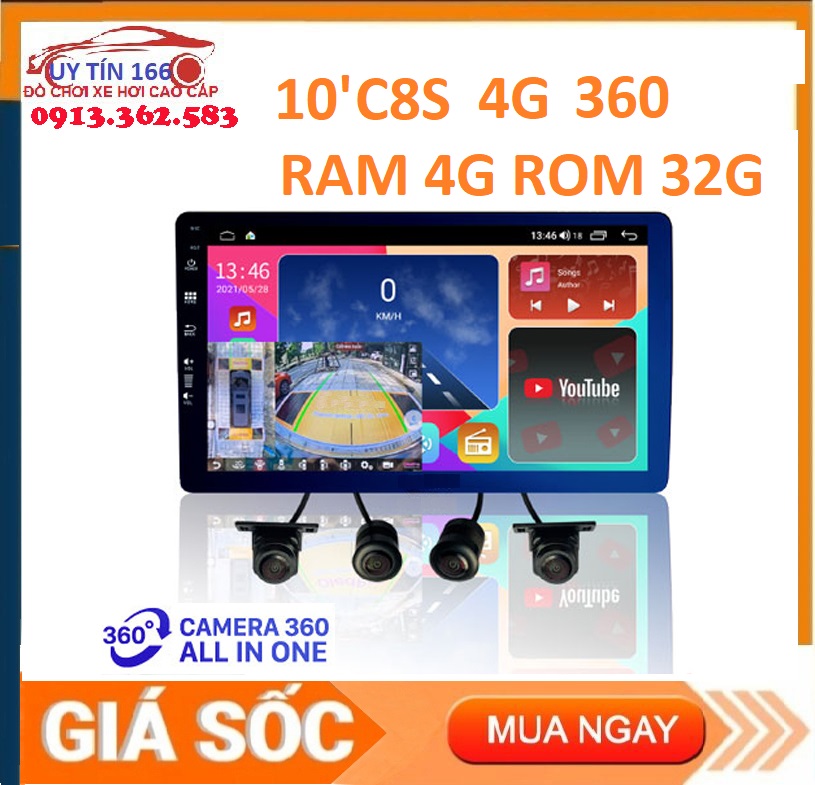Màn liền camera toàn cảnh 360 độ OLEDPRO C8S cao cấp , cấu hình khủng RAM 4G ROM 32G với 4 mắt camera SONNY 225 sắc nét, giúp lái xe an toàn chủ động, DVD Camera 360 ô tô, camera hành trình xe hơi CHẤT LƯỢNG, GIÁ RẺ, BẢO HÀNH UY TÍN 166