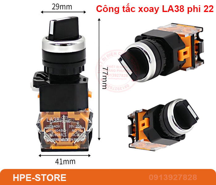 Công tắc xoay LA38 phi 22 .