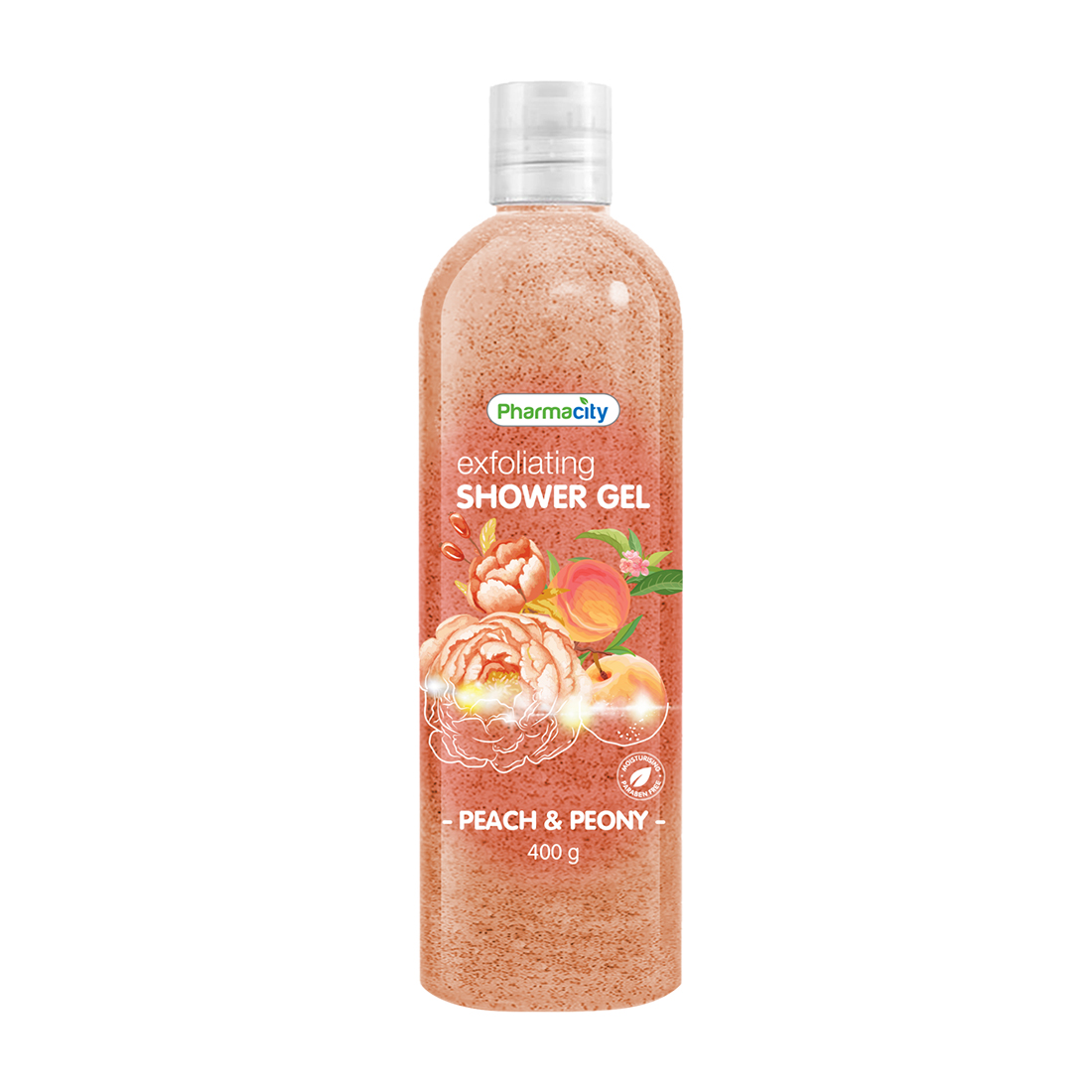 Sữa tắm chứa hạt Peach & Peony Pharmacity (Chai 400g)