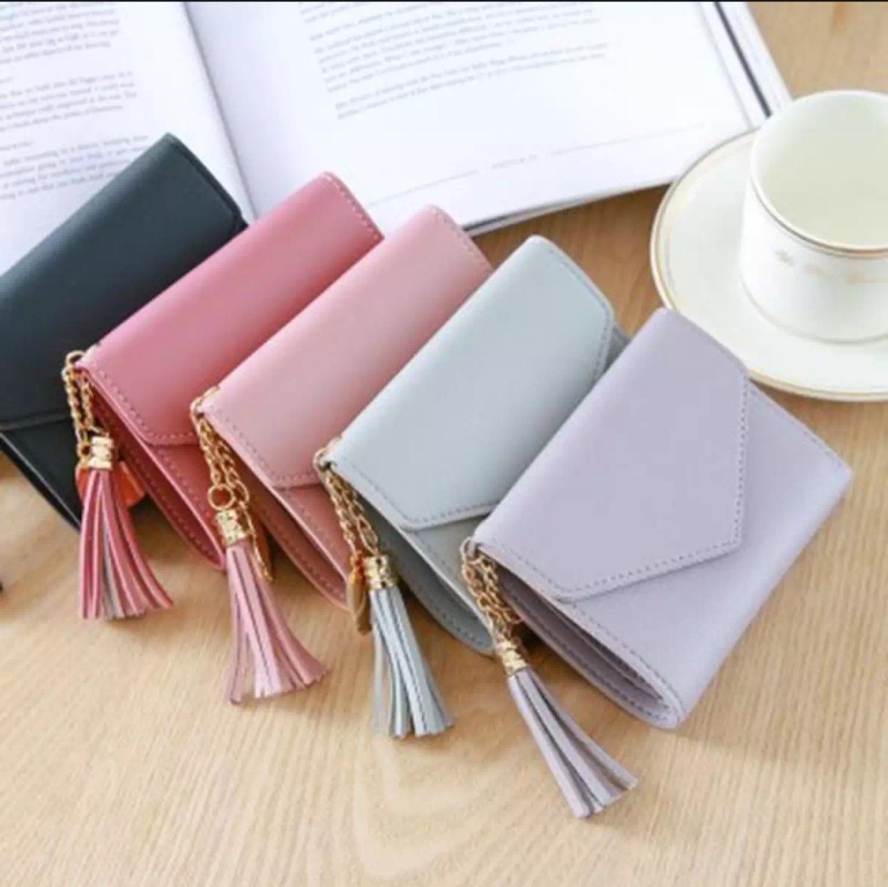 Ví nữ cầm tay mini khóa bấm gập bì thư phong cách Hàn Quốc