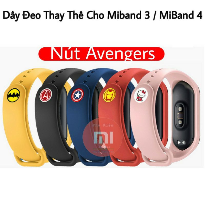 Dây Đeo Miband 3 / Mi Band 4 Nút Avengers ( Iron Man, Captian) Loại