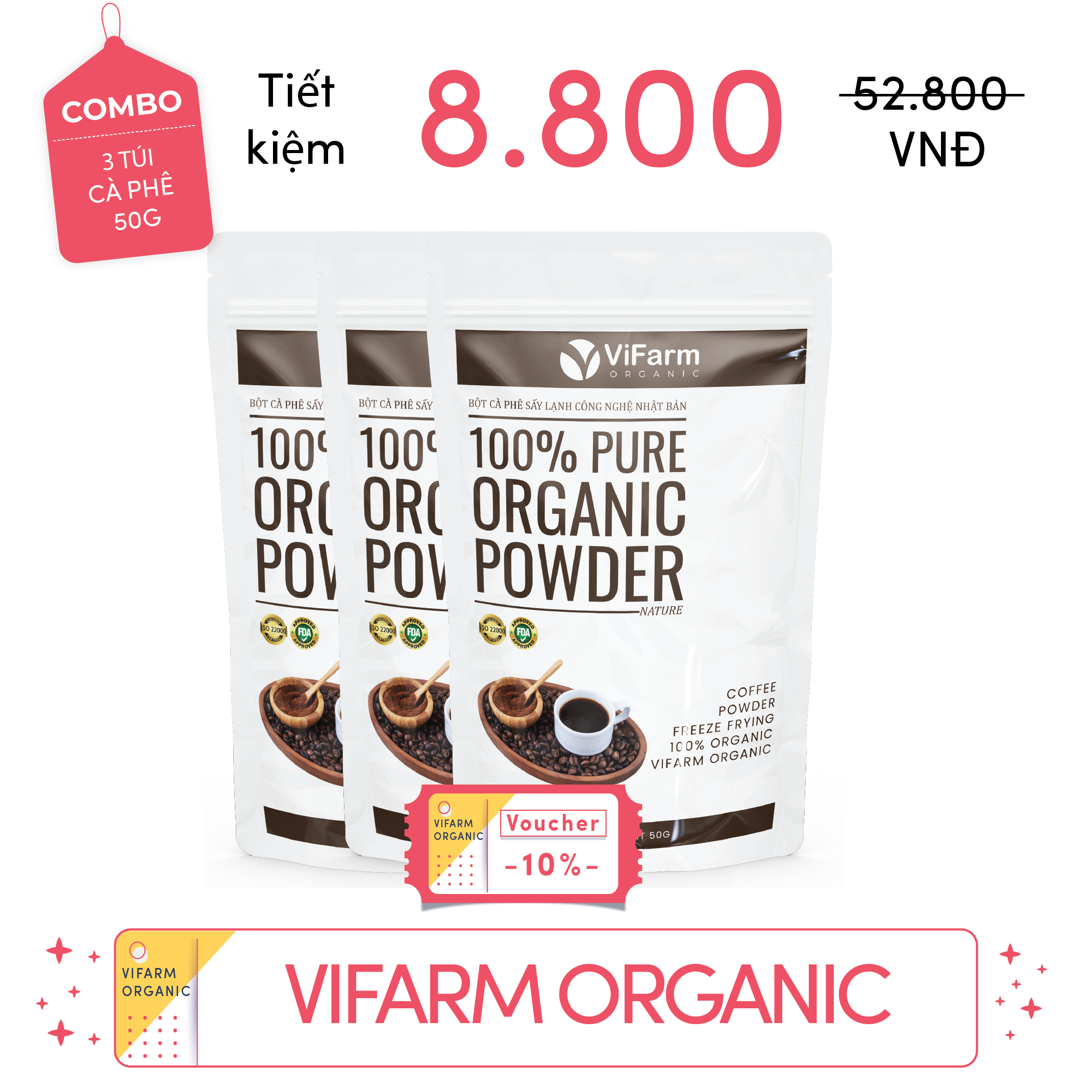 Bột Cà Phê Nguyên Chất ViFarm 50g