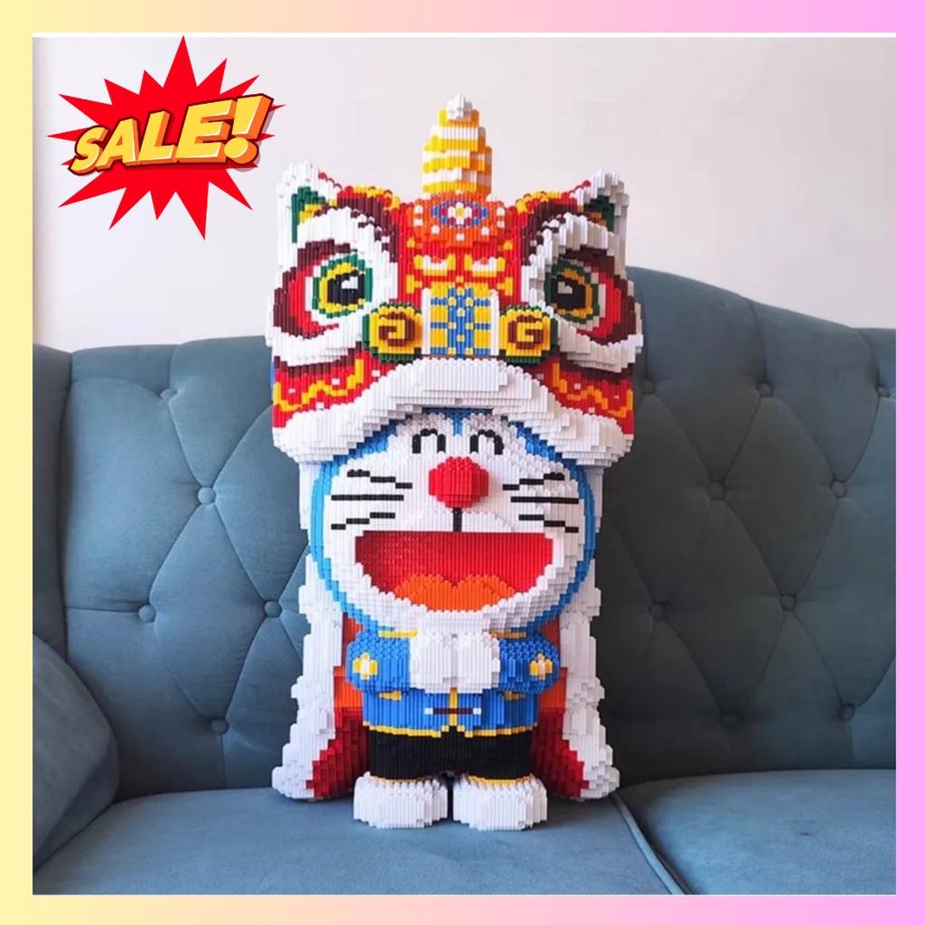 (Tặng Búa + keo) Mô Hình Lắp Ráp Doreamon Đầu Lân 53cm