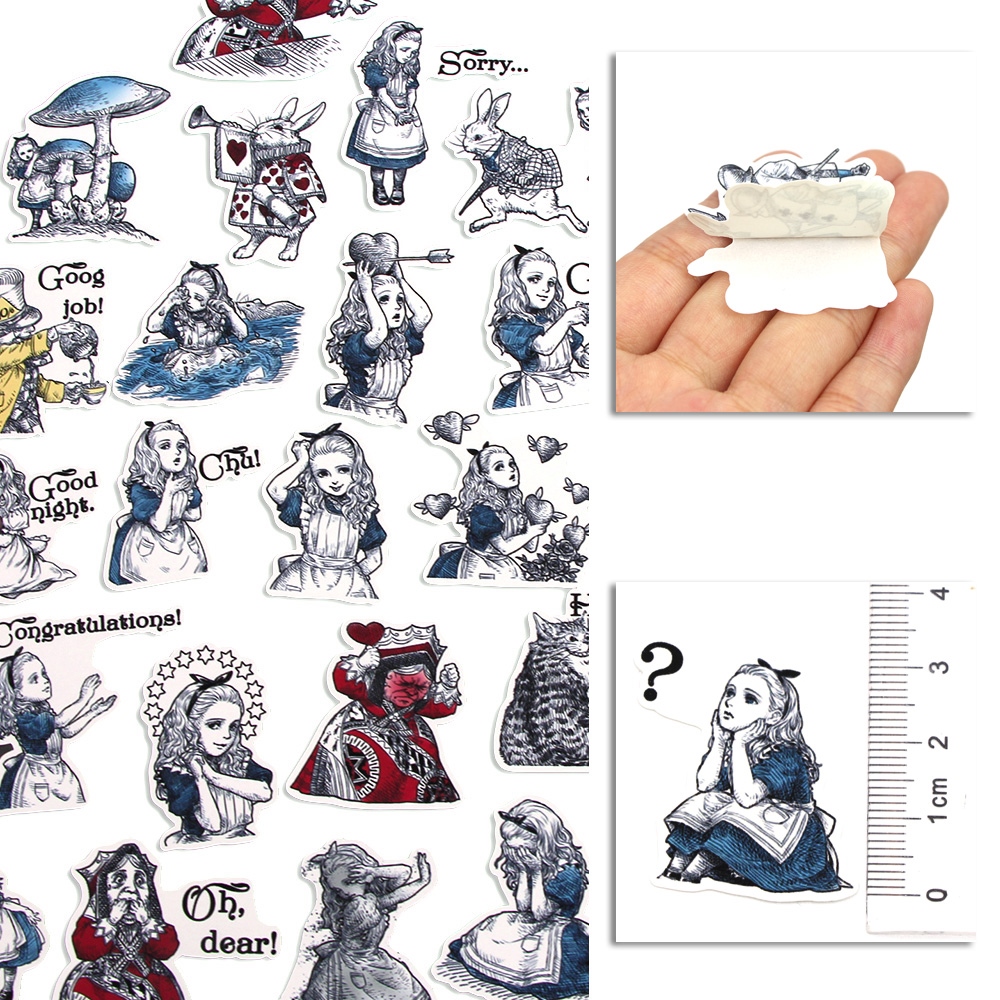 Alice in Wonderland Scrapbooking Stickers Kawii Girls Decorative Stickers For Journaling Cute Movie Stationery Stickers 40Pcs