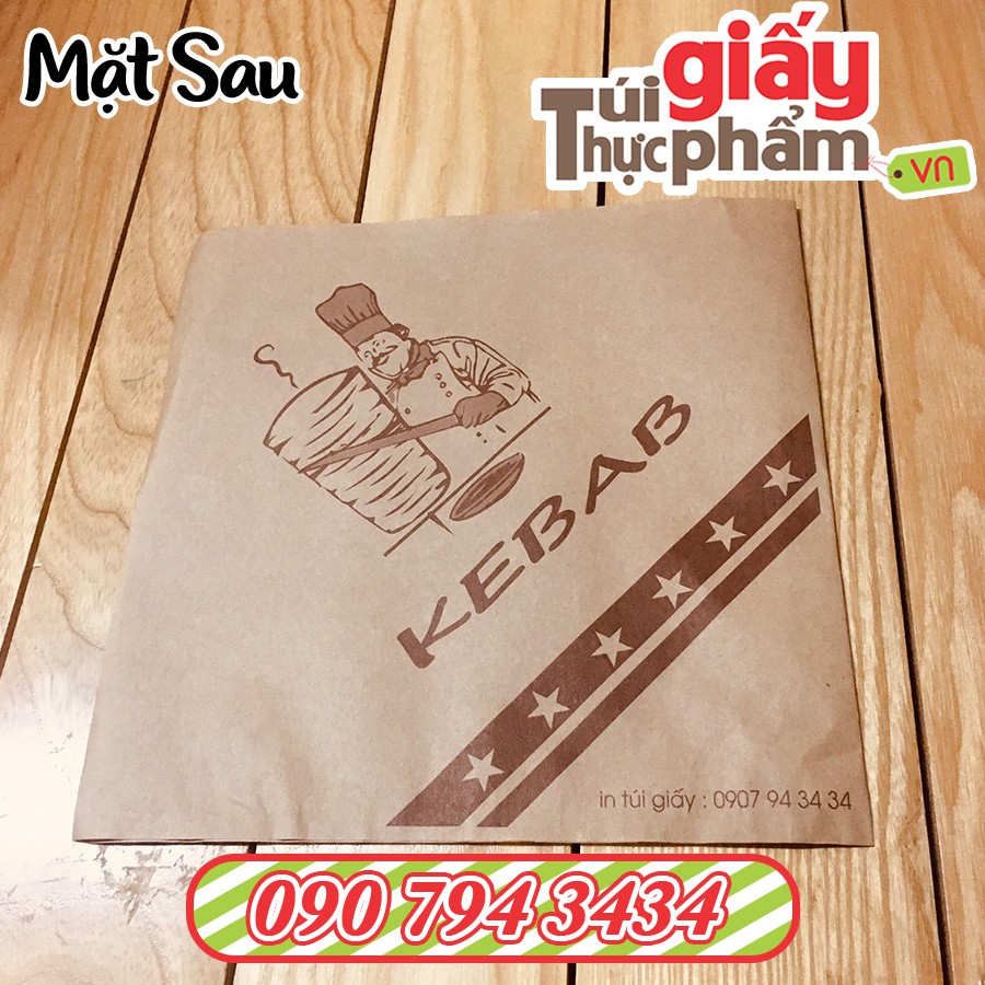 [Giá gốc]1000 túi giấy KEBAB (Kraft - in sẵn)