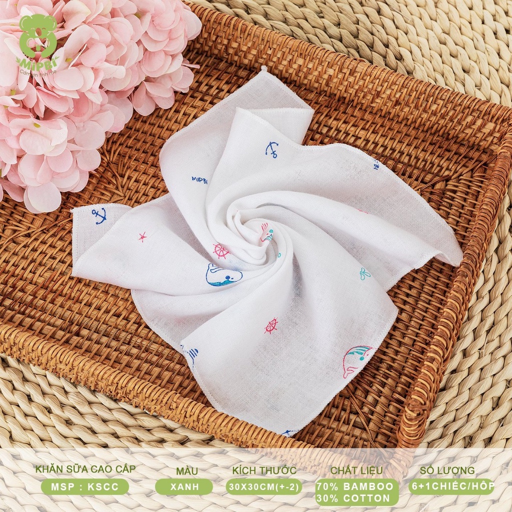 Hộp khăn sữa sợi tre mipbi ( mua 6 tặng 1 )
