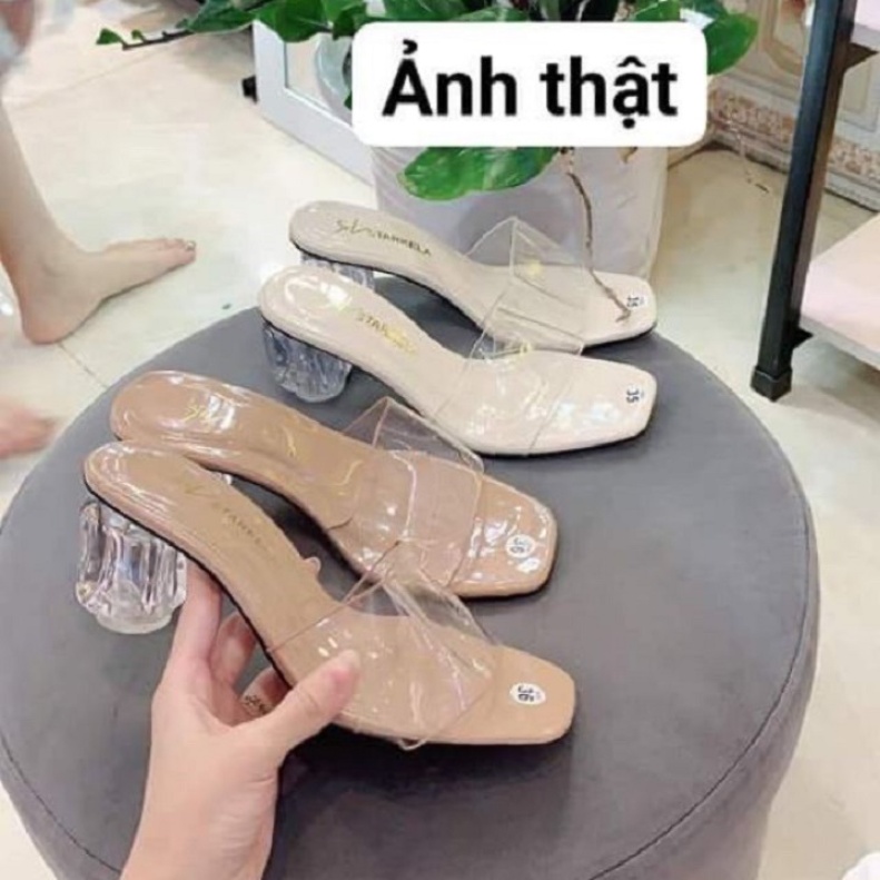 Guốc 5p / dép cao gót quai trong sang chảnh giá rẻ