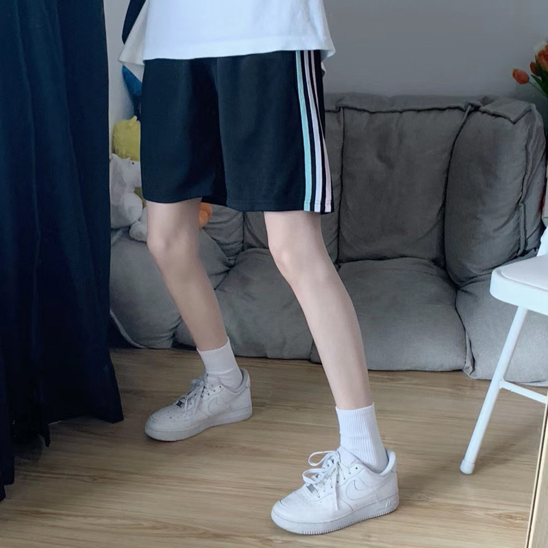 Quần đùi 3 sọc nữ ROMWE quần short mặc ở thể thao freesize (đen, trắng, xanh)