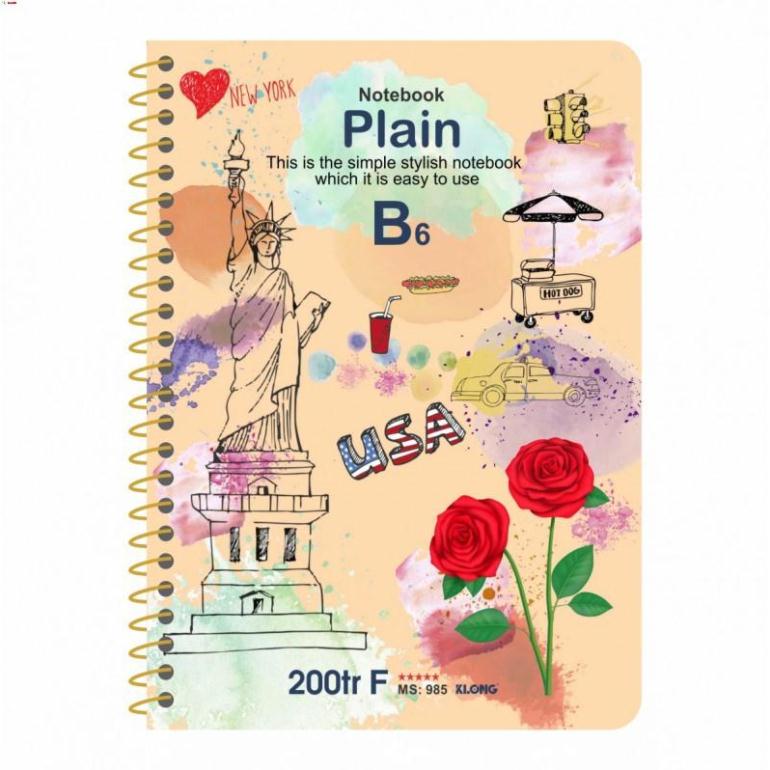 -Sổ lò xo đơn KLONG B6 Plain ruột trơn 70/76; MS: 985 [Klong]