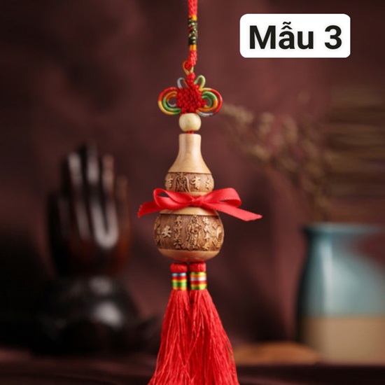 Dây treo Phong Thủy Hồ Lô gỗ đào 33cm (3 mẫu).
