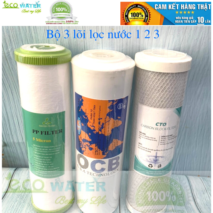 [Tặng kèm tay vặn cốc] Combo lõi lọc nước 1,2,3 - T33