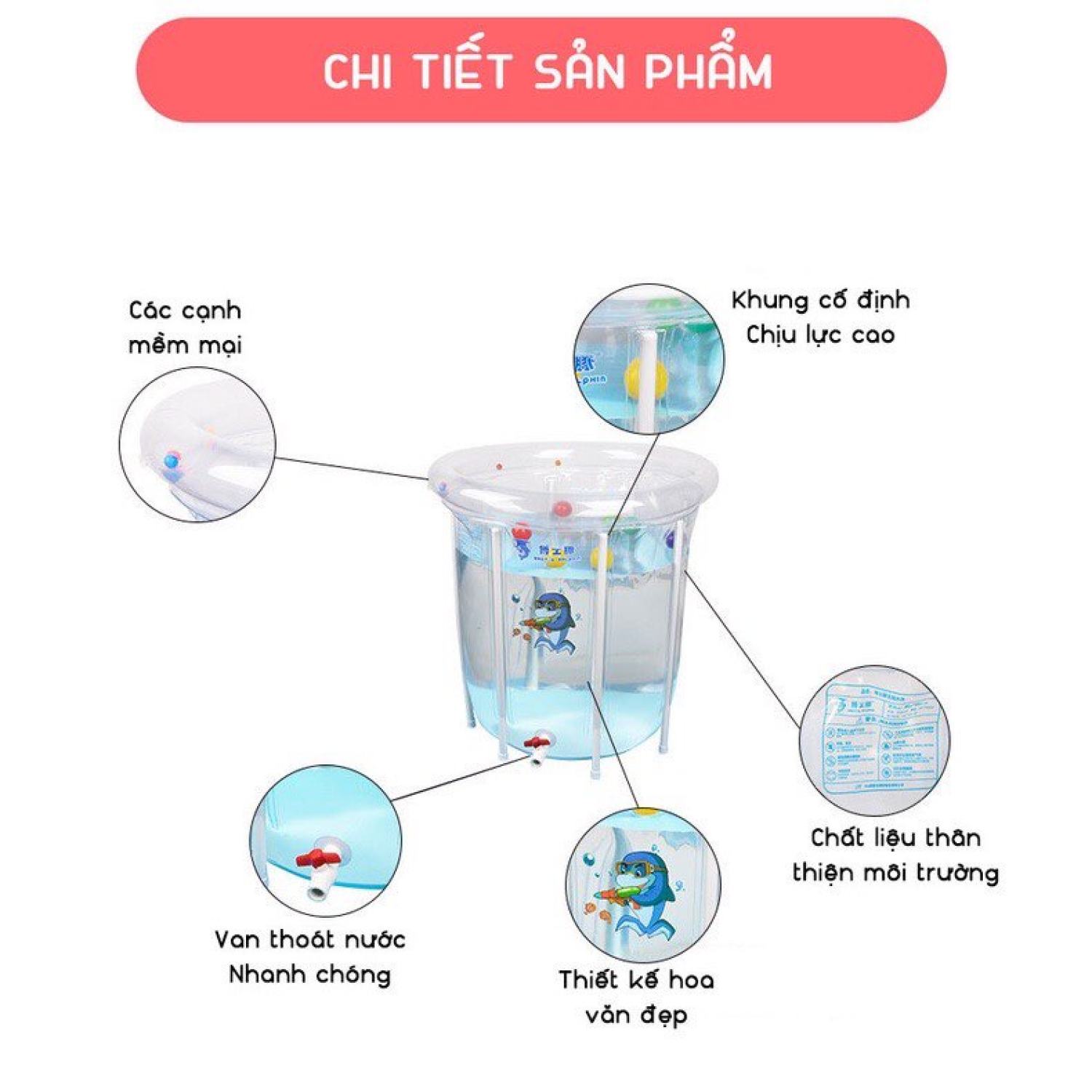BỂ BƠI ĐỨNG THÀNH CAO DOCTOR DOLPHIN CHO BÉ