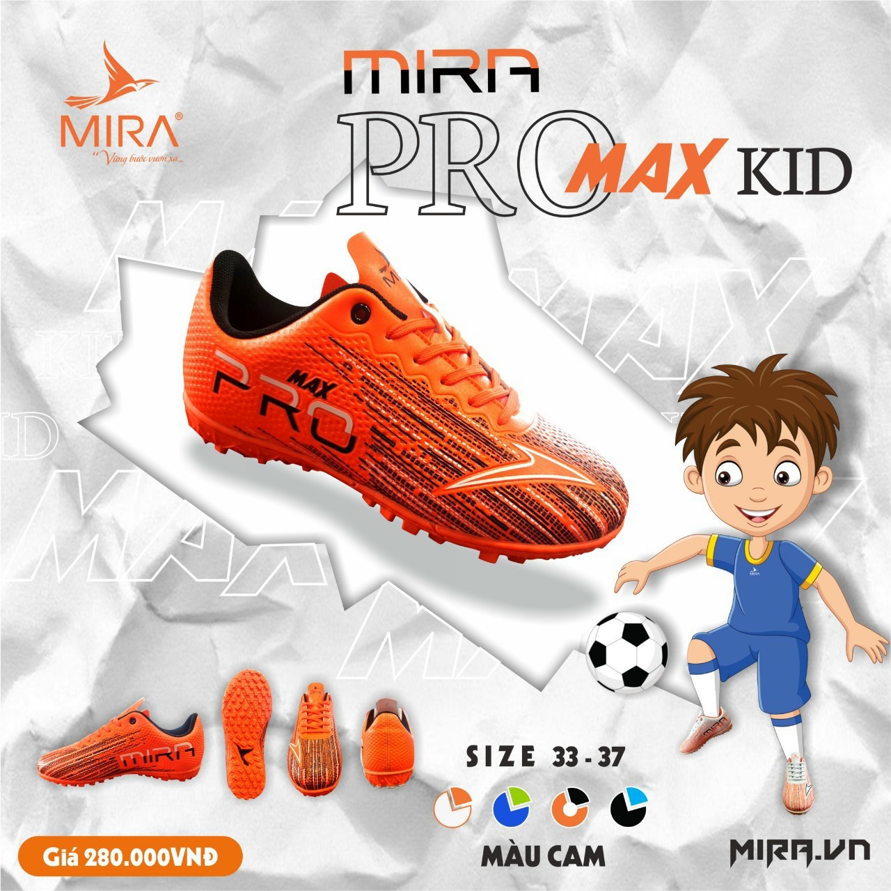 GIÀY ĐÁ BANH COMBO PRO MAX KID + VỚ + TÚI RÚT