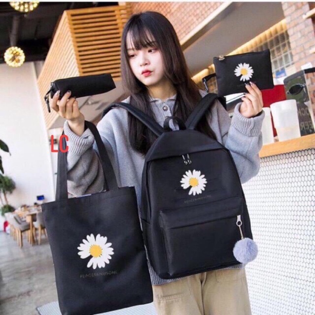 [combo 4 món] Balo hoa cúc đi học thời trang nữ giá rẻ dưới 100k