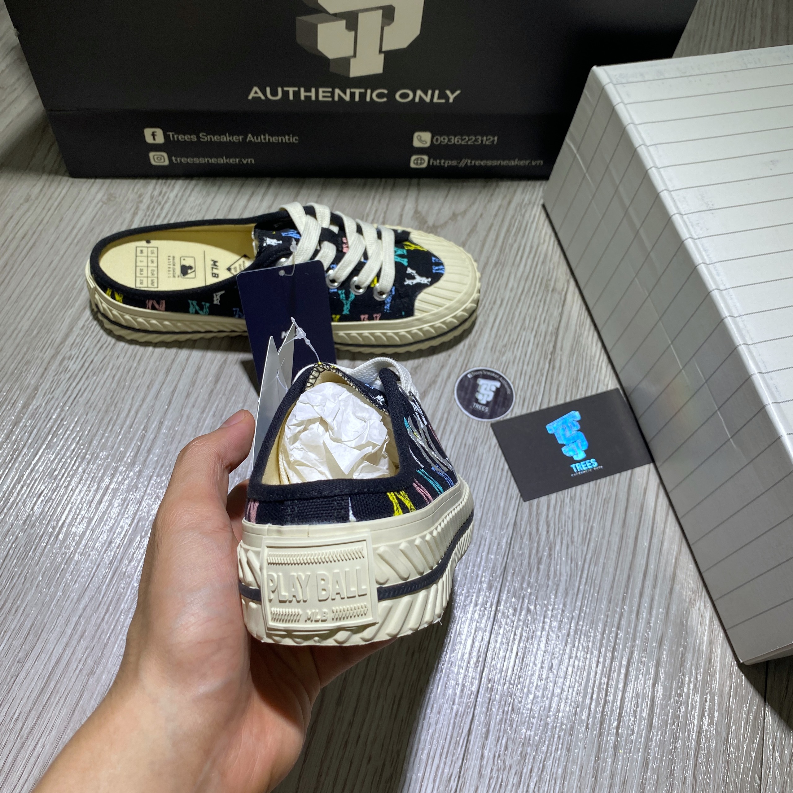 [CHÍNH HÃNG] Giày thể thao đạp gót MLB MULE MONOGRAM Trắng và Đen 32HSHM111