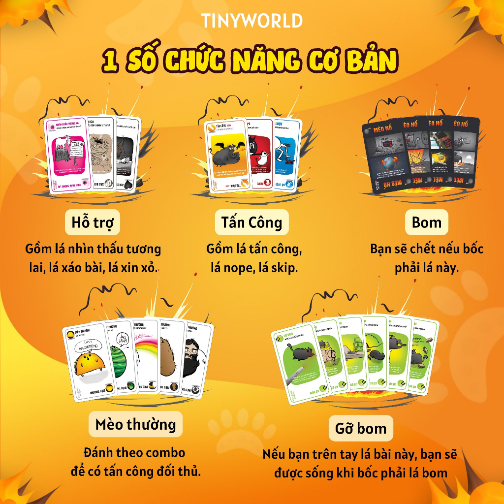 [Hoàn tiền 10%][Hoàn tiền 6%]Combo Mèo Nổ Exploding Kittens và đầy đủ 6 bản mèo nổ mở rộng