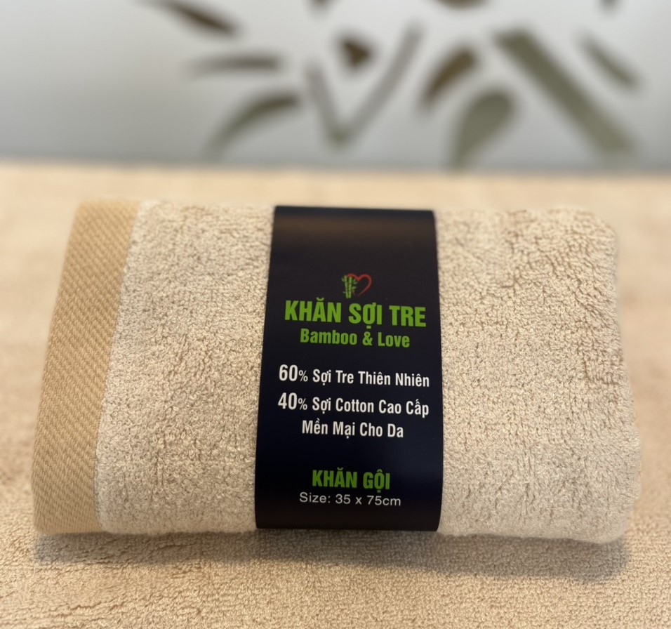 Khăn mặt, khăn gội sợi tre cao cấp Bamboo&love 35x75cm