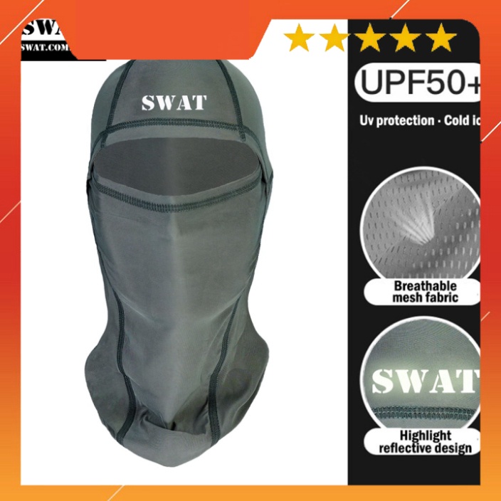 Khăn trùm đầu swat 3in1 màu xám - vải thun siêu co dãn chống nắng - chống uv
