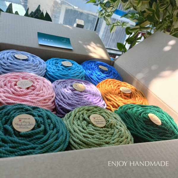 200 gram Dây thừng macrame cotton 3 xoắn, 3mm / 5mm