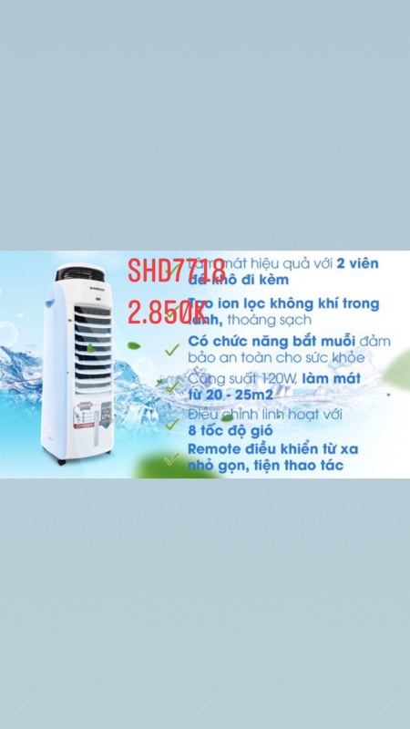 Bảng giá Máy Làm Mát Không Khí Và Bắt Muỗi SUNHOUSE SHD7718