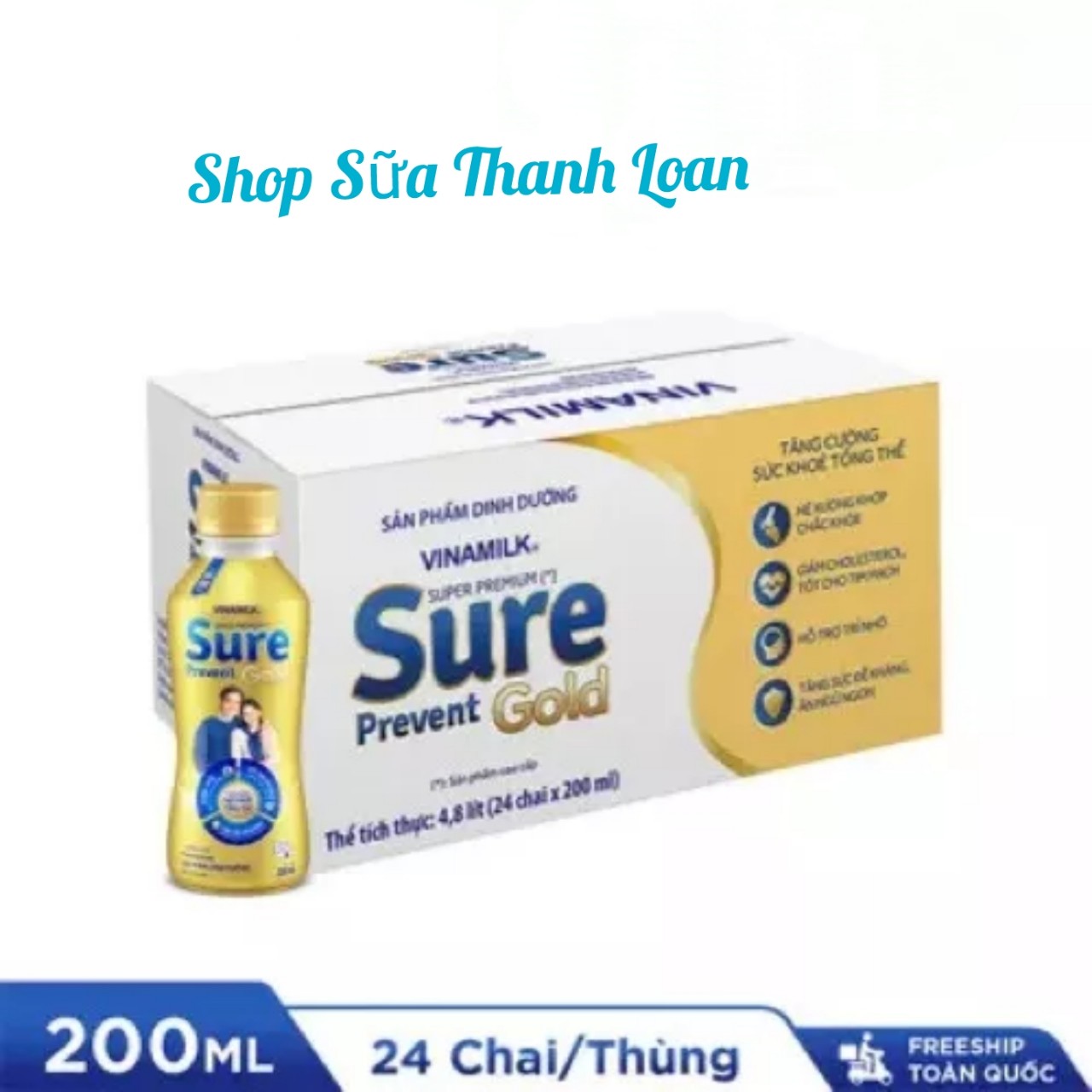 Thùng 12/ 24 Hộp Sữa Pha Sẵn Vinamilk Sure Prevent Gold 237ml.