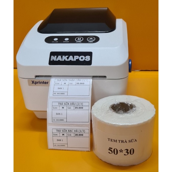 Combo 16 Cuộn Tem trà sữa dán ly kích thước 50x30mm