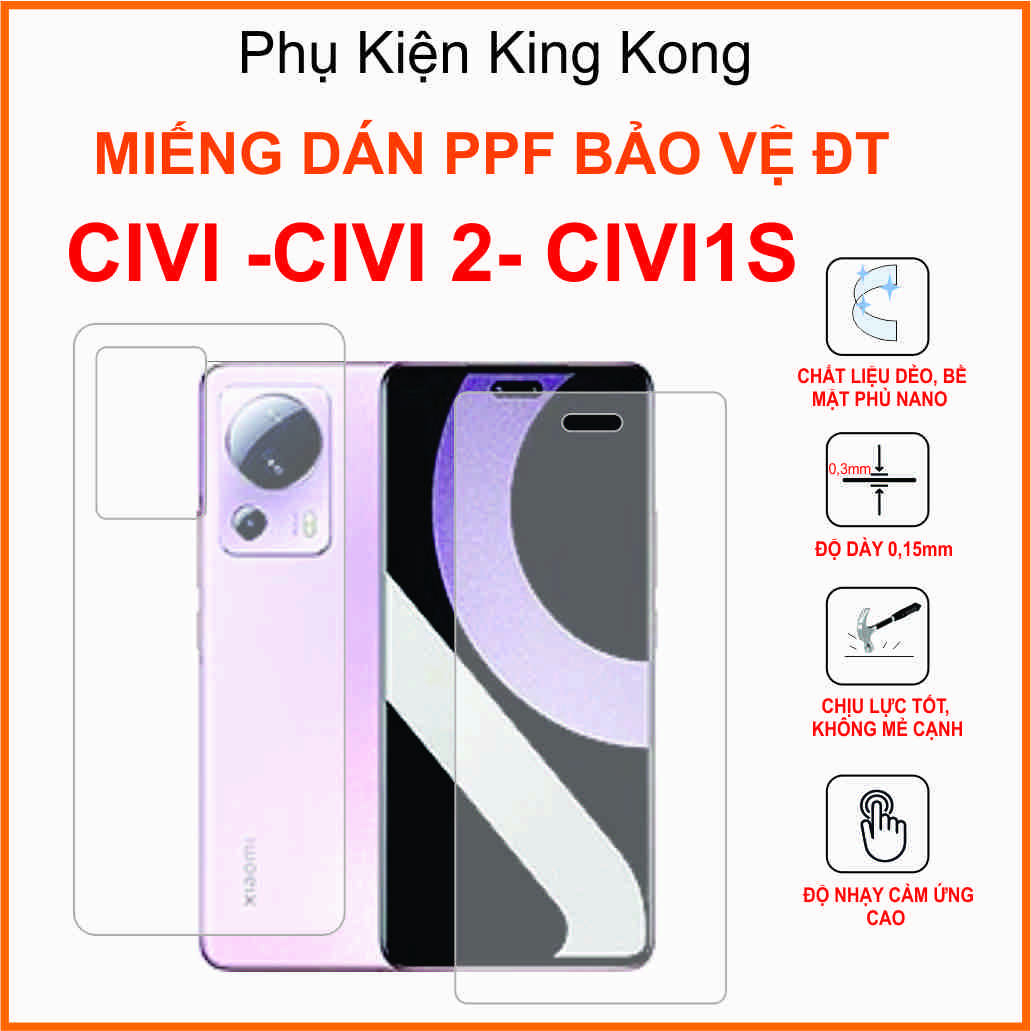Miếng dán Ppf Xiaomi Civi / Civi 2 / Civi 1s Dán nhám chống bám vân tay