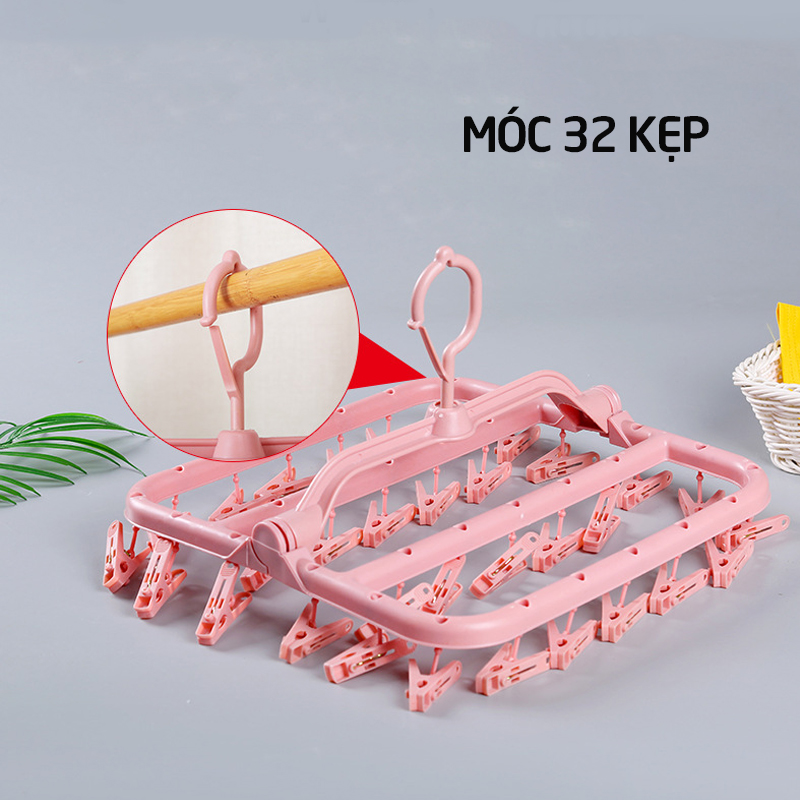 Móc chùm phơi quần áo trẻ em 32 kẹp