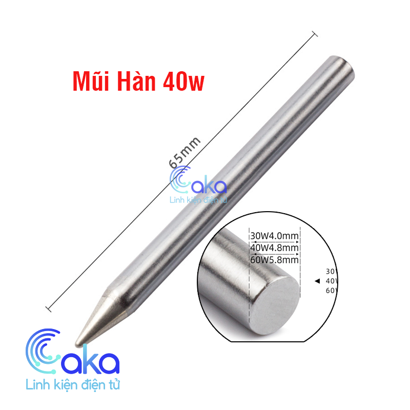 Mũi Hàn Nhọn 40W Dùng Cho Mỏ Hàn Điện Thay Thế Gia Nhiệt Nhanh
