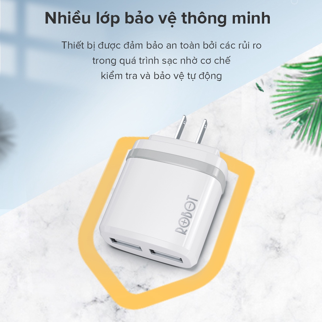 Bộ Cốc & Cáp Sạc ROBOT RT-K9U 2 Cổng USB - Hàng Chính Hãng