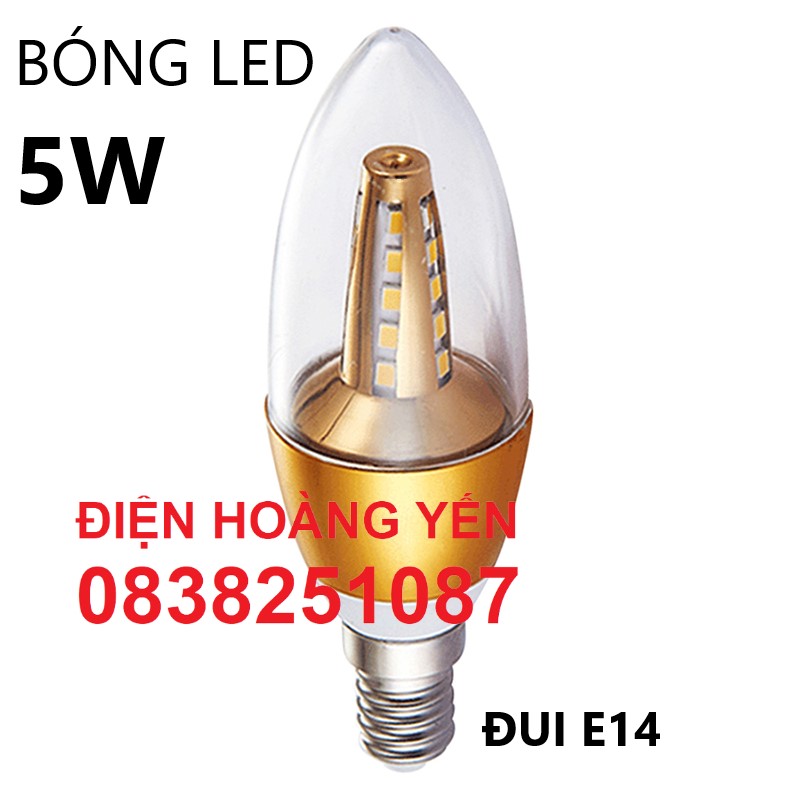 Bộ 5 bóng đèn led trái ớt E14 5w