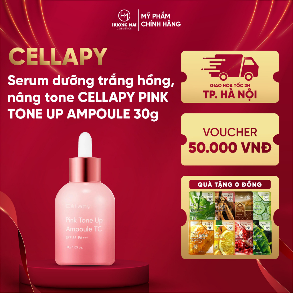 Serum dưỡng trắng hồng, nâng tone cellapy pink tone up ampoule 30g