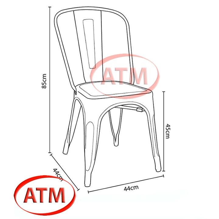 Ghế Tolix, ghế ăn, ghế cafe, ghế nội thất, ghế nhà hàng, ghế Tolix nhập khẩu ATM 008GCP