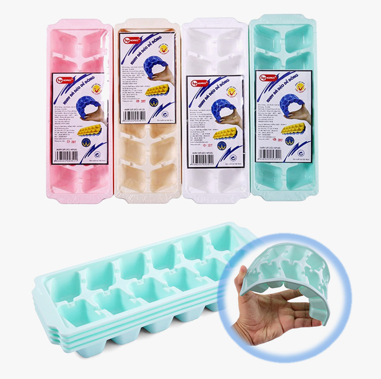 Combo 04 khay đá nhựa dẻo cao cấp, làm đá