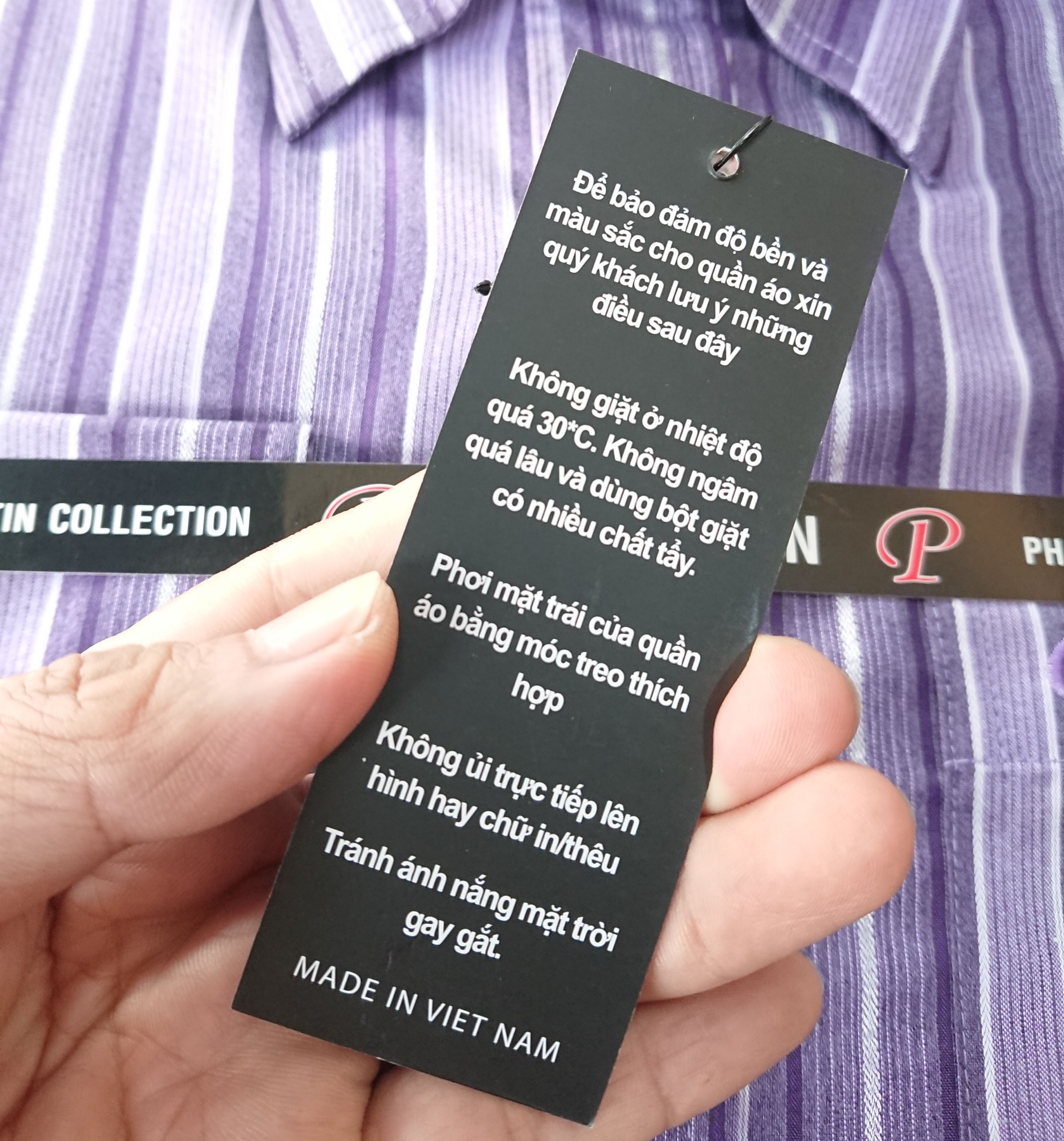 Áo sơ mi nam công sở PHANTIN tay dài [B sọc tím lớn]